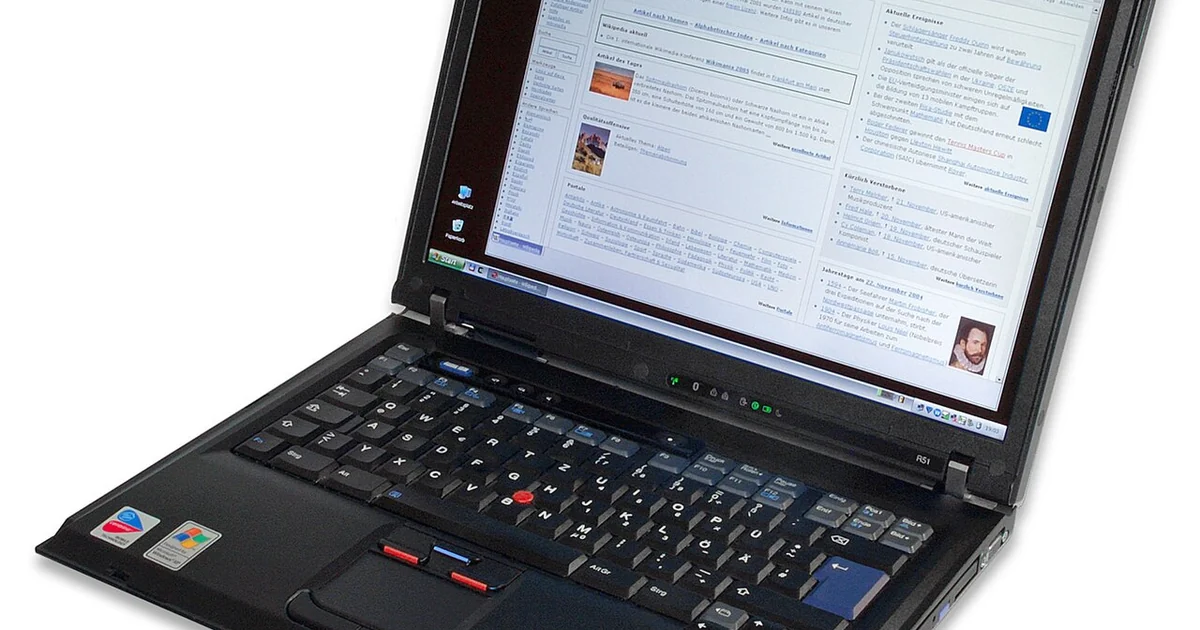 IBM Thinkpad R51. The logos shown in this picture are copyright.